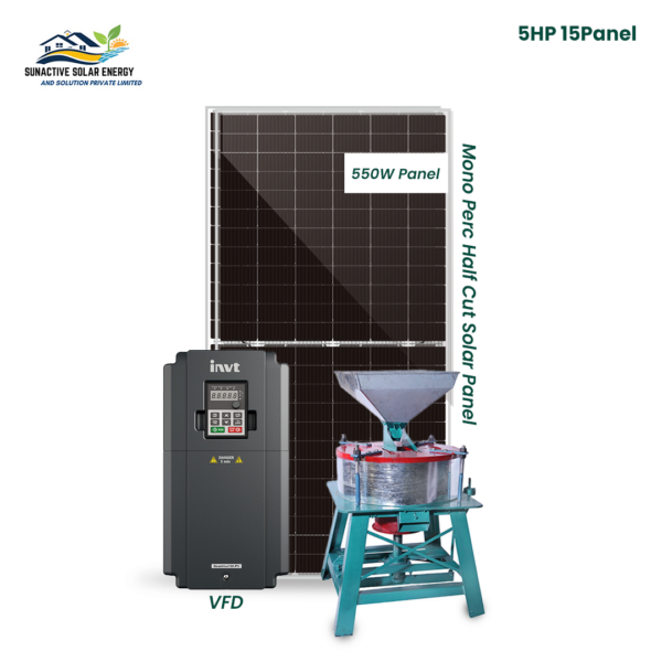 5 HP Atta Chakki with Mone Perc Half cut 550W Panel (15 Panel)